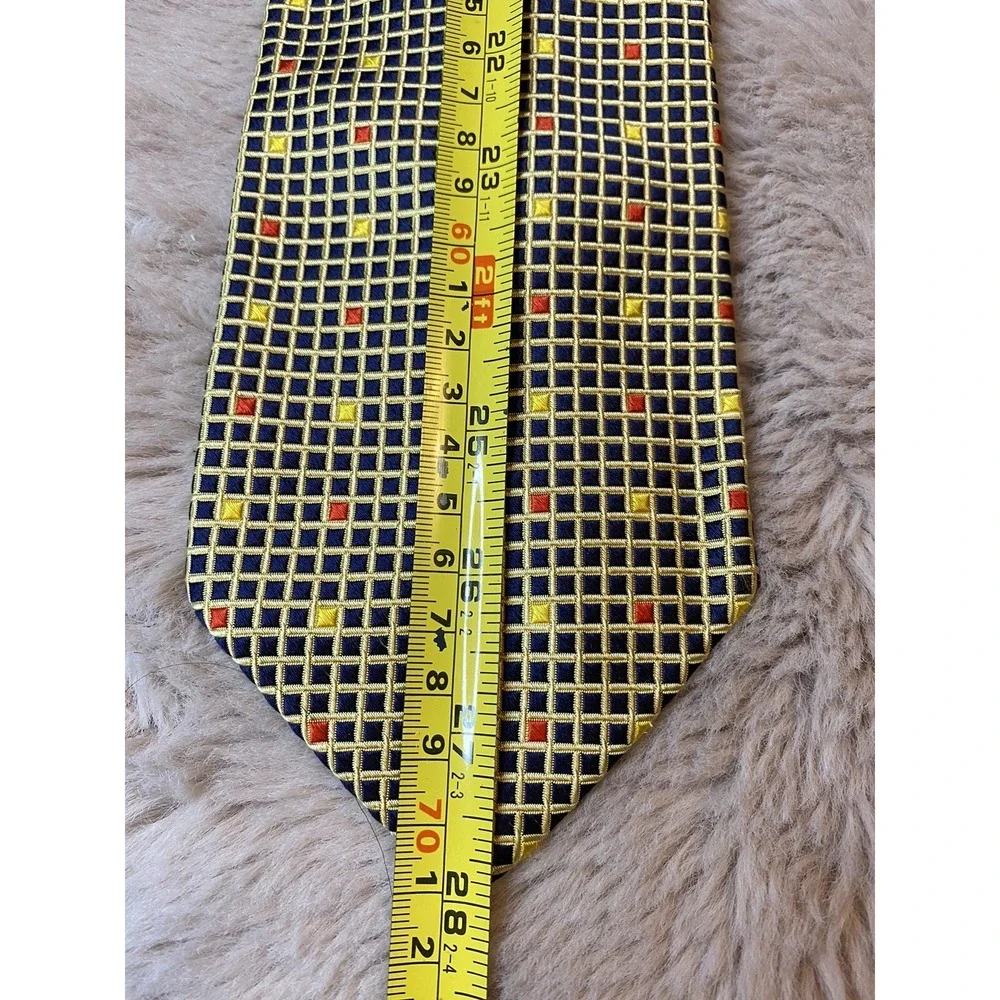 Boss Hugo Boss Men's Black/Gold/Red Geometric 100% Silk Neck Tie 55